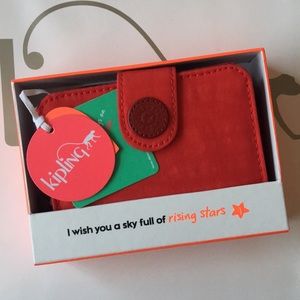 KIPLING New Money Wallet in Red Combo Discontinued